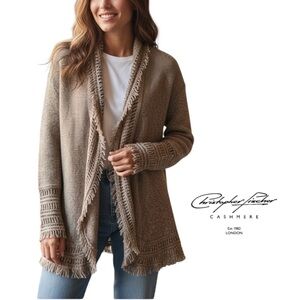 Christopher Fischer Women's Fringe Cardigan Sweater Size Large Boho Cotton Yak